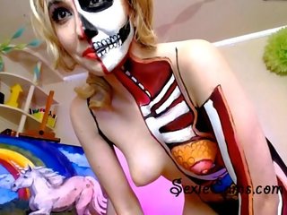 Bodypainted সাদা গাল হস্তমৈথুন - sexiecams.com