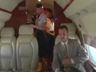 Concupiscent stewardesses suck their clients hard johnson on the plane