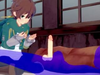 KonoSuba Yaoi - Kazuma blowjob with cum in his mouth - Japanese Asian Manga anime game dirty video gay