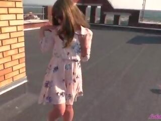 Captivating Student on the Roof Horny Blowjob and Doggy Fuck - Outdoor