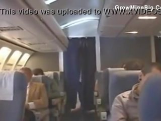 Stewardess and Japanese fellows fuck on plane
