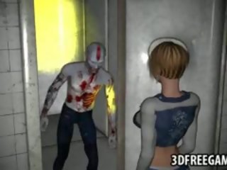 Short haired 3d blondinka seductress gets fucked by a zombi