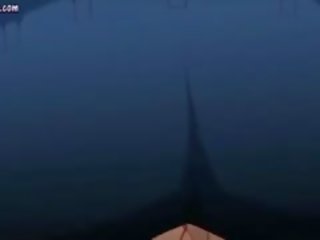 Похотлив аниме получава уста с примес от огромен вал