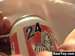 Using A Beer Can To Please Her Pussy