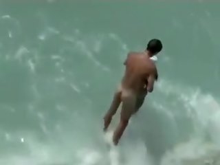 Couple nude and fucked at beach mov